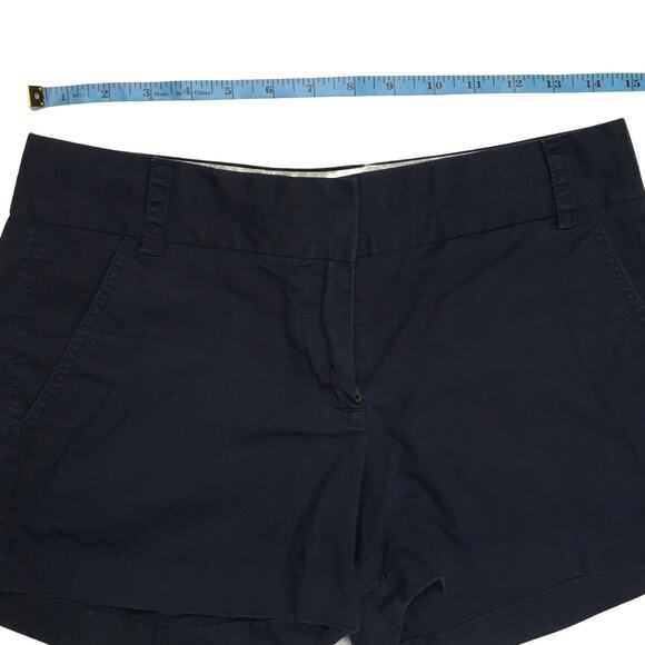 J. Crew Broken-In Chino 3" Shorts Navy Blue Size 0 Women's Casual Flat Front - Picture 4 of 8